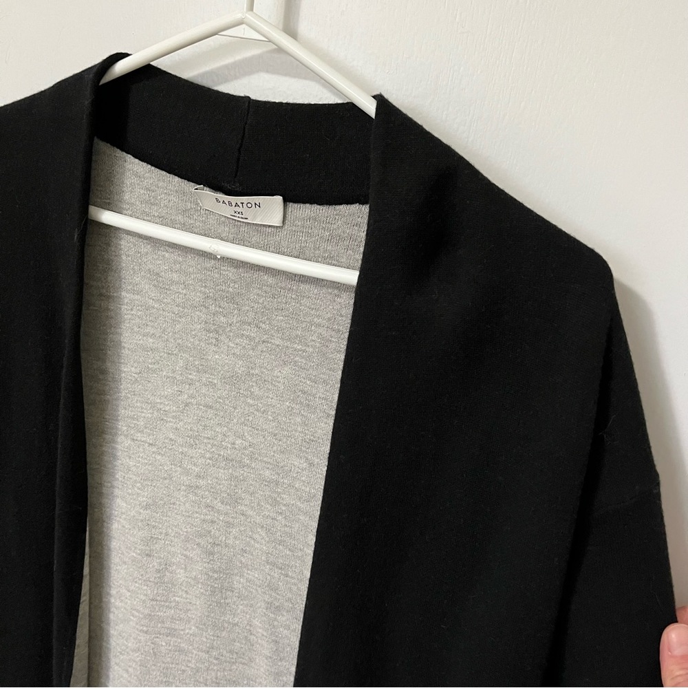 Aritzia Babaton Lance Long Line Wool Blend Cardigan Black / Grey size XXSmall - Picture 12 of 16